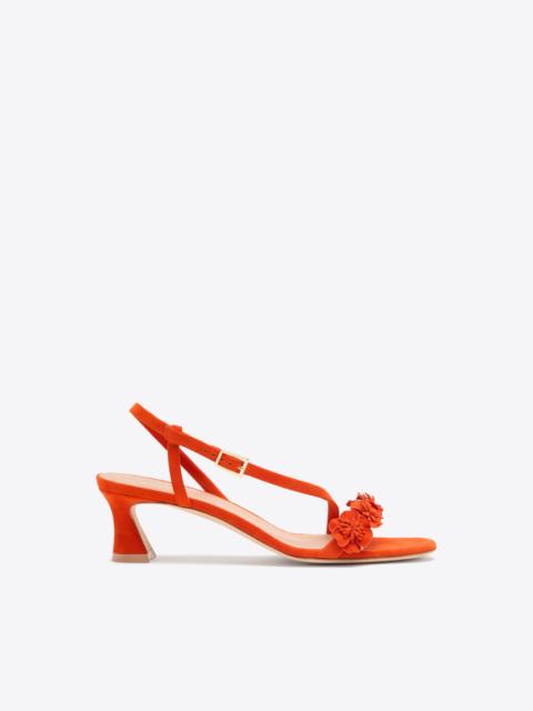 MALONE SOULIERS Serra 45 Orange Suede Kitten Heeled Sandals