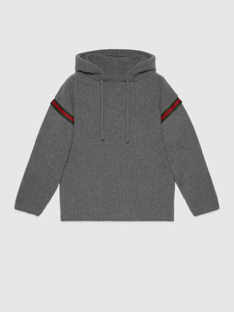 Wool cashmere sweater with hood