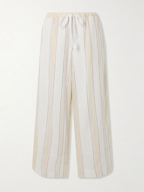 lemlem Desta striped cotton-blend wide-leg pants Cream