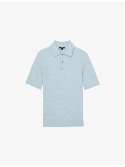 REISS Era Half-Button Textured-Knit Polo