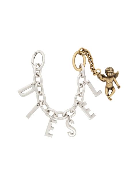 Diesel Silver & Gold Metal Letter Charm Cherub Keychain