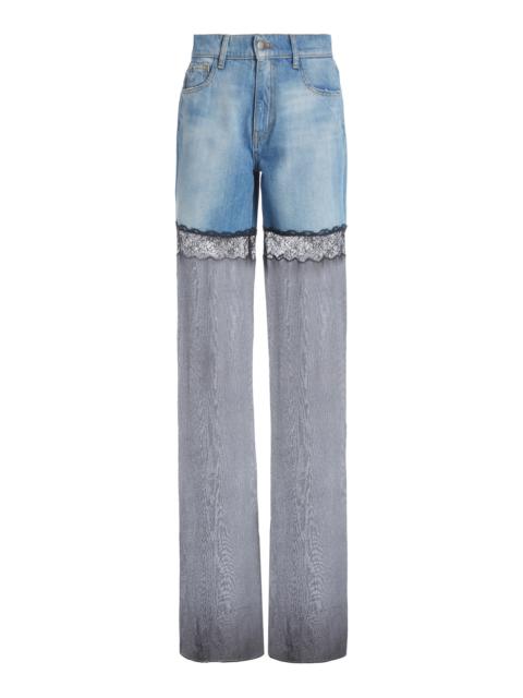 NENSI DOJAKA Hybrid Denim and Mesh Wide-Leg Jeans black