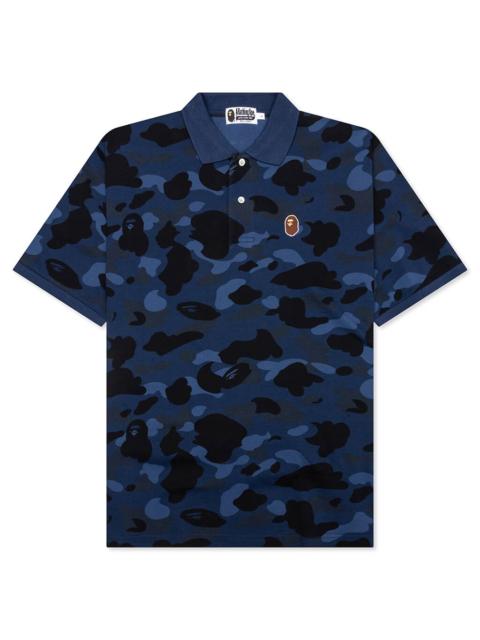 A BATHING APE® COLOR CAMO LARGE APE HEAD RELAXED FIT POLO SHIRT - NAVY