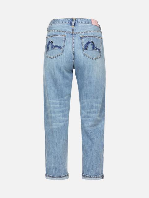 EVISU SEAGULL APPLIQUE EMBROIDERY TAPER JEANS