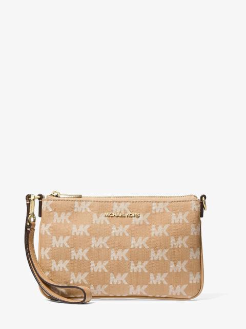 MICHAEL KORS Jet Set Travel Small Logo Jacquard Denim Wristlet