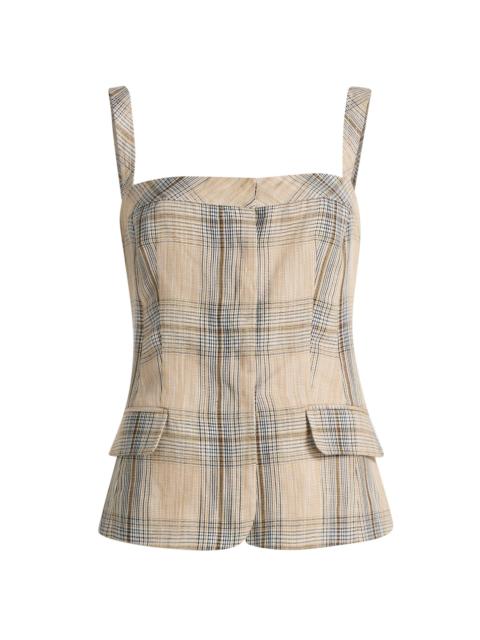 SIMKHAI Women's Jessie Plaid Linen-Blend Sleeveless Top - Rattan Plaid