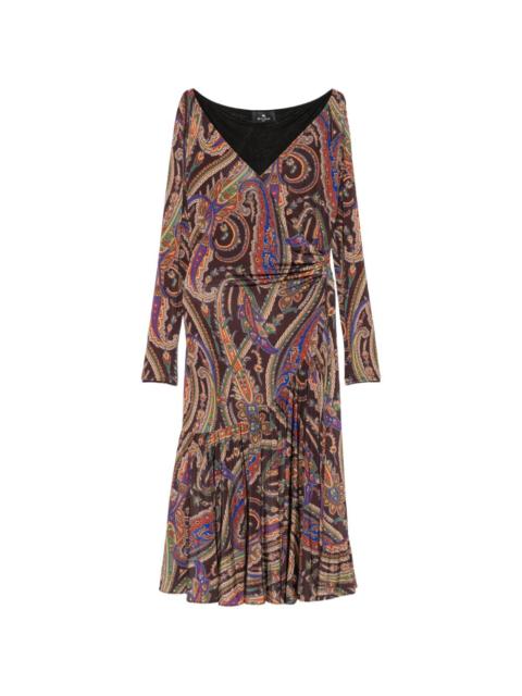 Etro paisley-print gathered midi dress