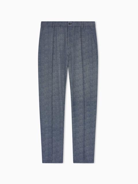 EMPORIO ARMANI TROUSERS IN PRINTED SEERSUCKER