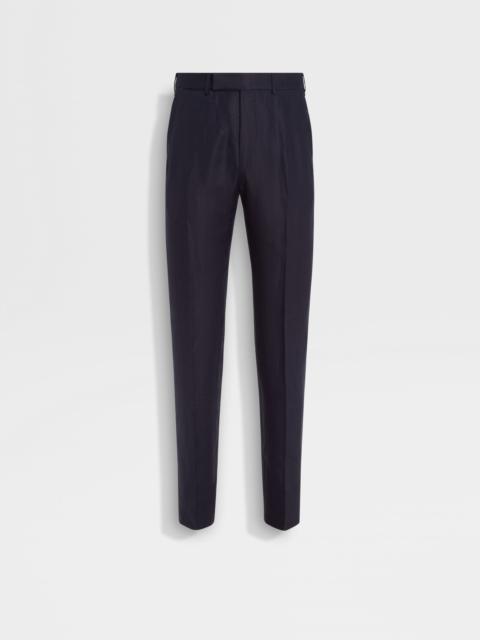 ZEGNA NAVY BLUE OASI LINO BLUE FLOWER PANTS