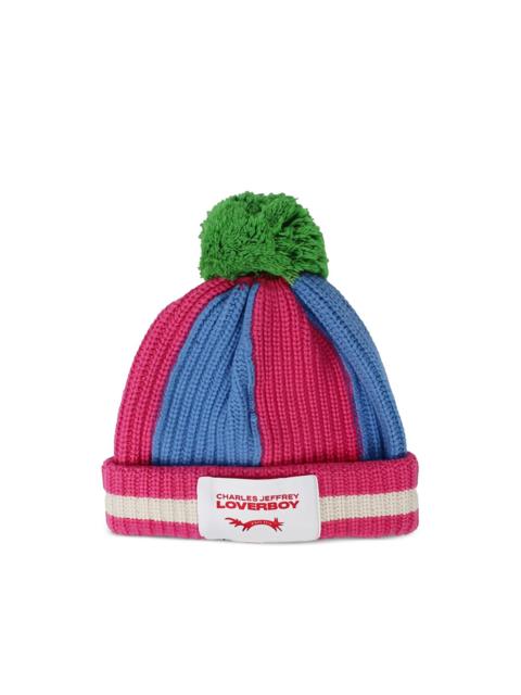 CHARLES JEFFREY LOVERBOY striped pompom beanie