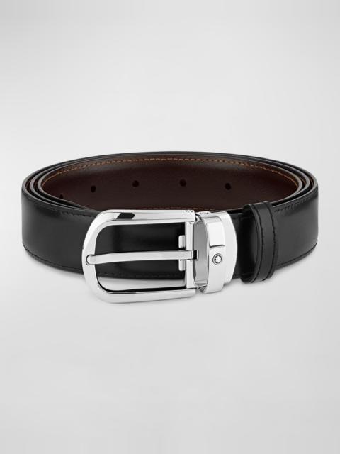 Montblanc Men's Horseshoe-Buckle Reversible Leather Belt