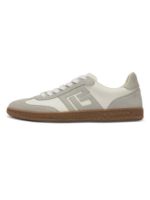 Balmain Men's Swan ​Leather Low-Top Sneakers - Gris Clair Blanc
