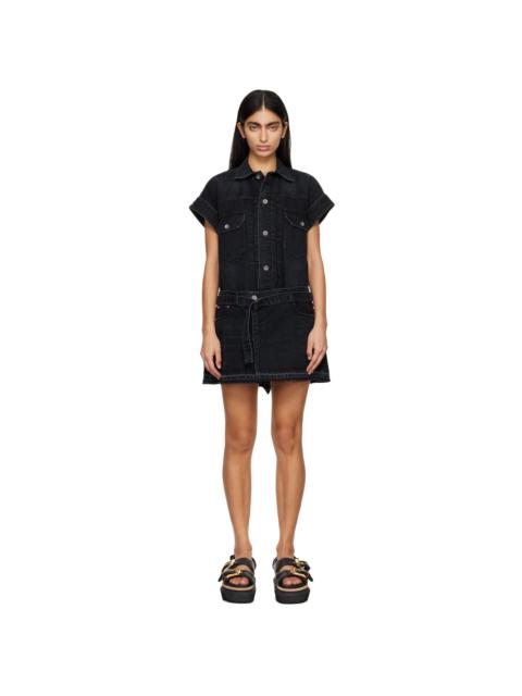 sacai Black Belted Denim Minidress