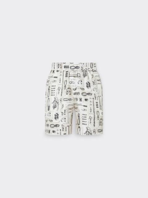 Ferrari Silk Twill Shorts with Officina Print