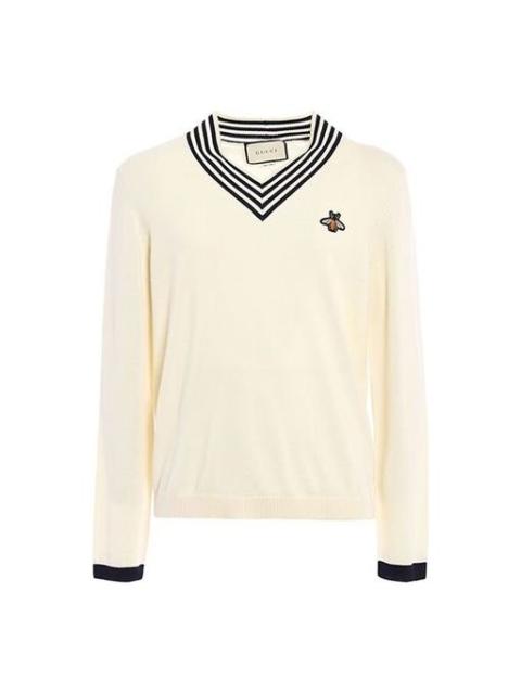 GUCCI V-neck wool knit with bee