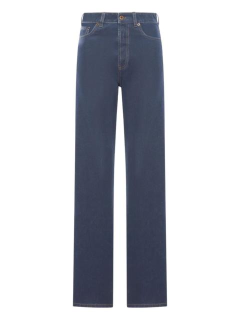 Miu Miu VELVET EFFECT JEANS WITH EMBROIDERED LOGO