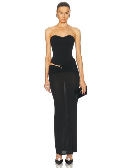 ALEX PERRY Ruched Jersey Corset Maxi Dress