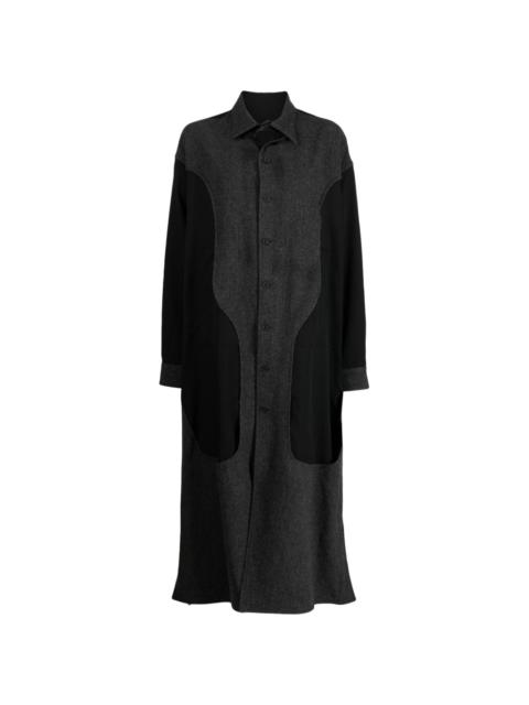 panelled wool button-up dress