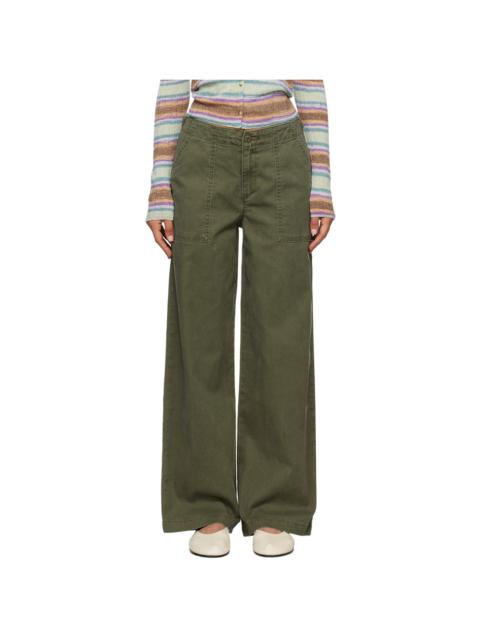 Khaki Surplus Straight Trousers