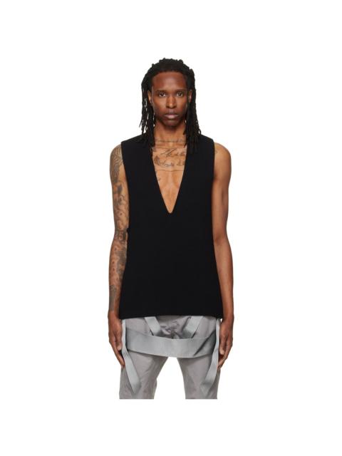 Rick Owens Black Tower Knit V Tank Top