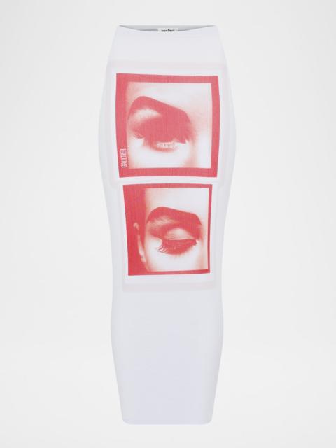 Jean Paul Gaultier Re-Edition Eye And Lips Mesh Maxi Skirt