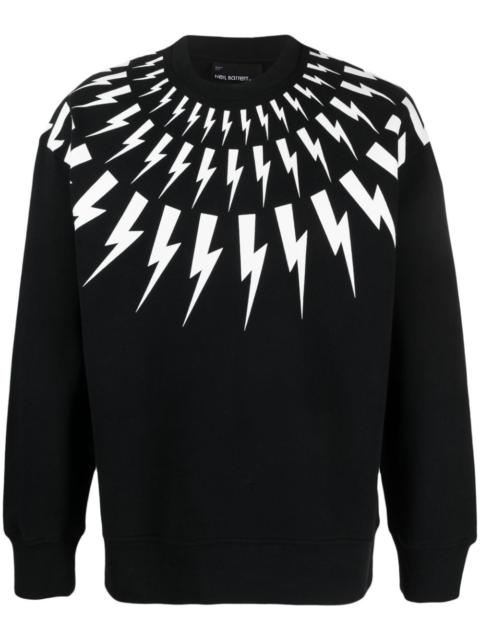 Thunderbolt-print cotton sweatshirt