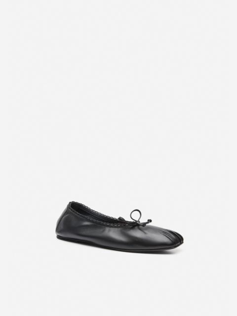 MAGDA BUTRYM Gathered ballet flats in black leather