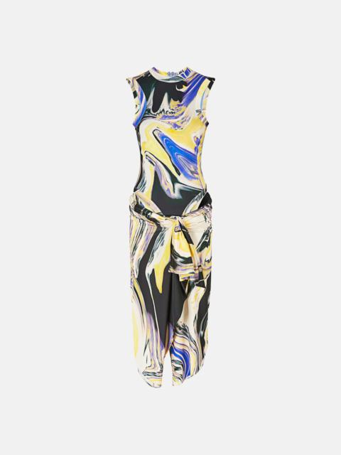 THE ATTICO ''MIRNA'' LAVENDER, SUNFLOWER AND IVORY MIDI DRESS
