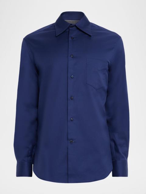 Brunello Cucinelli Men's Point-Collar Cotton Button-Down Shirt