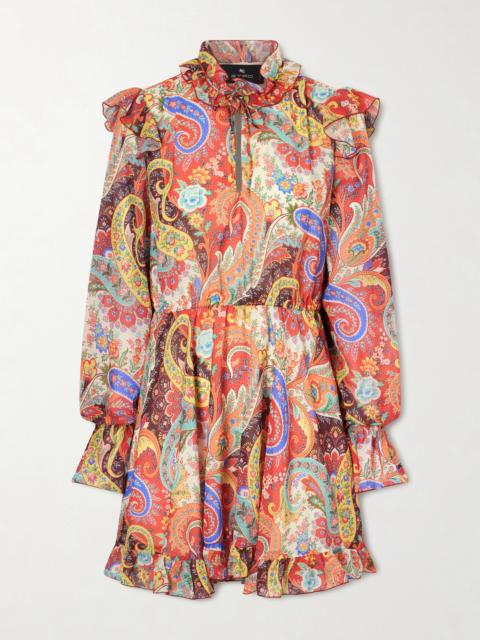 Etro Ruffled Paisley-print Chiffon Mini Dress