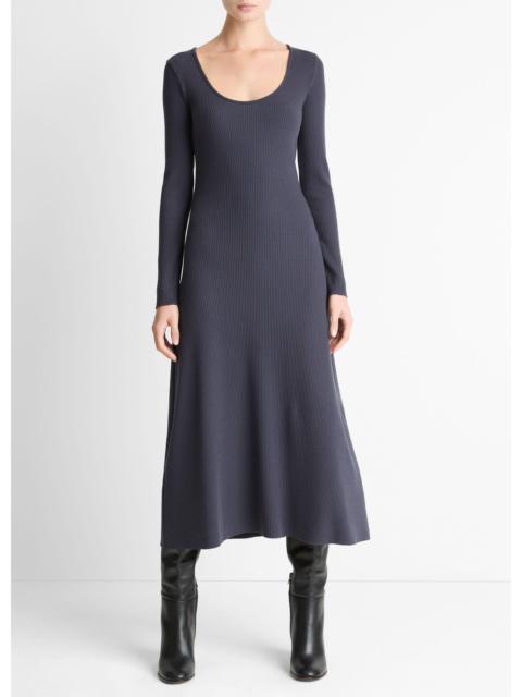 Vince Ribbed Cotton-Blend Scoop-Neck Dress