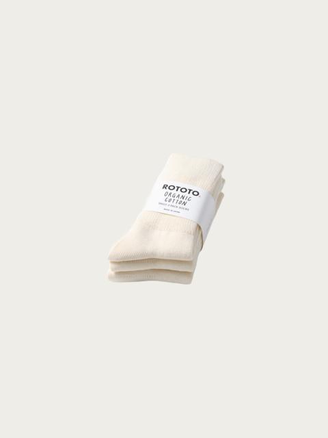 ROTOTO® Organic Daily 3 Pack Ribbed Crew Socks - Ivory