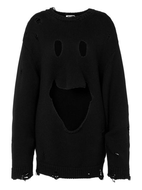 Moschino smiley face distressed sweater