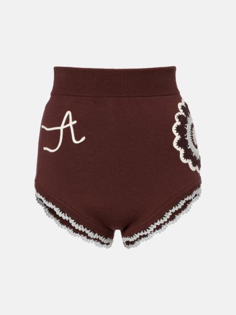 ALÉMAIS Crochet high-rise wool-blend micro shorts
