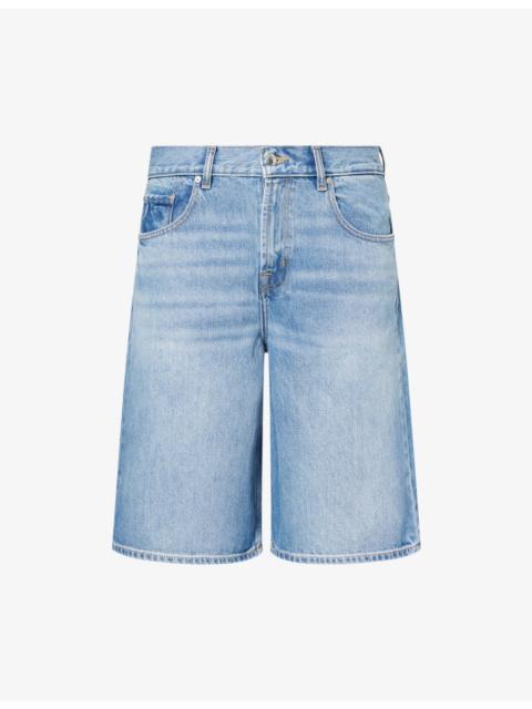7 For All Mankind Wide-Leg Cotton Denim Shorts