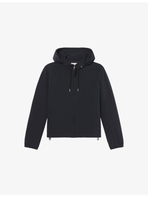 Sandro Hooded Zip-Up Stretch-Woven Jacket
