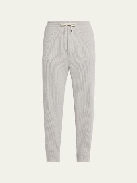 Brunello Cucinelli Men's Cashmere Rib Drawstring Pants