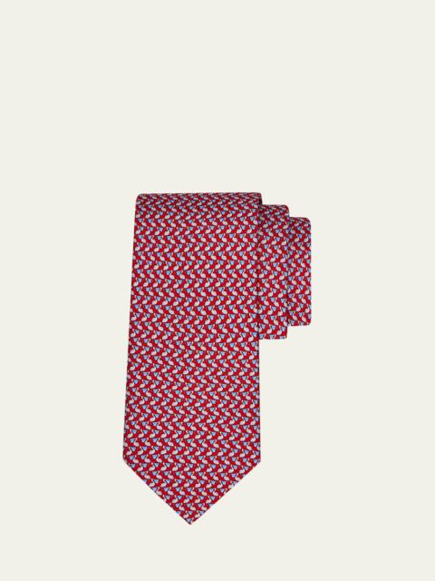 FERRAGAMO Men's Pelican Micro-Print Silk Tie