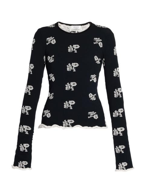 Erdem Floral Jacquard Long Sleeve Top