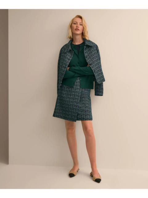 Brooks Brothers Boucle Plaid Faux Wrap Skirt