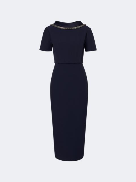 ROLAND MOURET Embellished crêpe midi dress