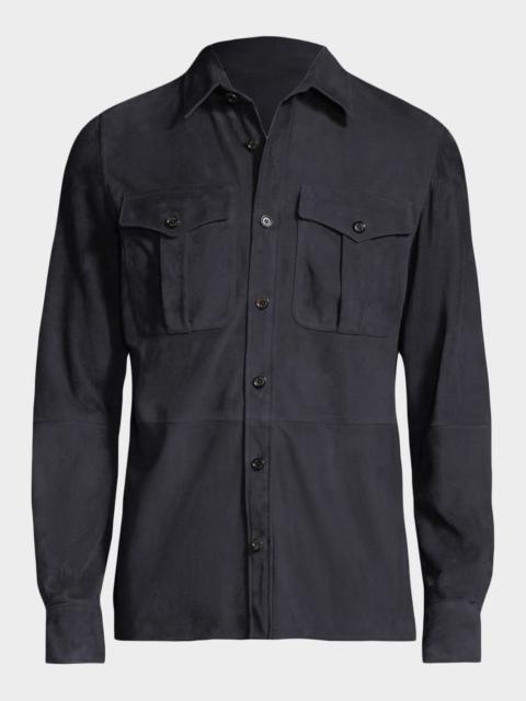 Ralph Lauren Men's Lux Suede Flap-Pocket Overshirt