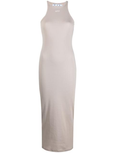Off-White logo print ribbed jersey dress