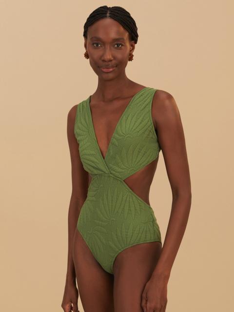 FARM RIO Green Copabanana Matelasse One Piece