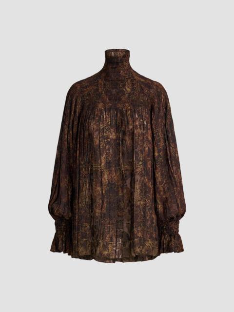 Ralph Lauren Women's Maddison Tapestry Silk Blouse - Brown
