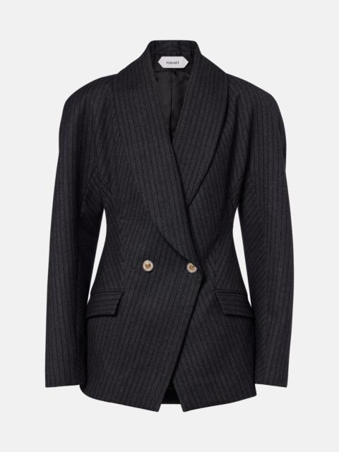 VERSACE Double-breasted virgin wool twill blazer