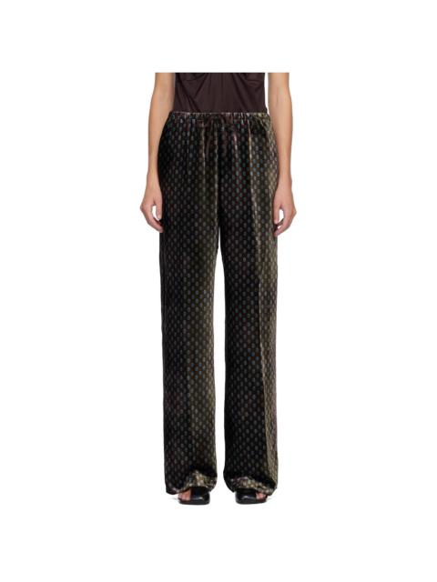 Dries Van Noten Khaki & Burgundy Elasticated Trousers