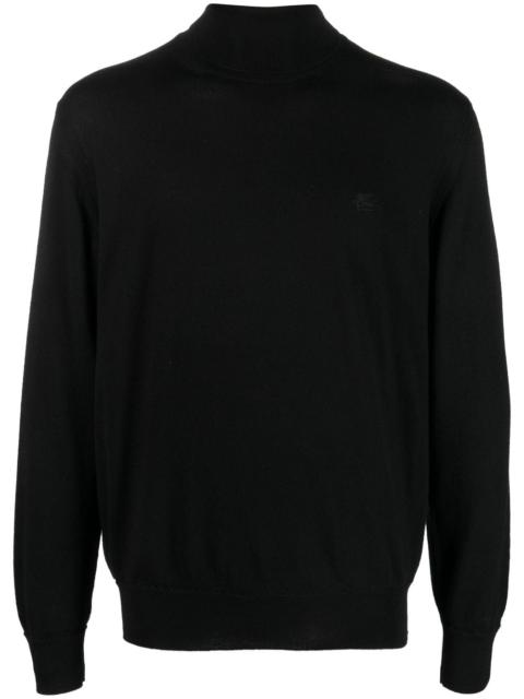 logo-embroidered roll-neck jumper