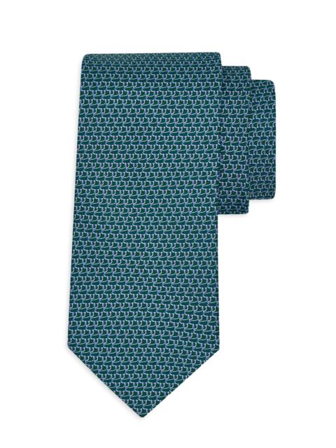 FERRAGAMO Men's Bingo Gancini Silk Tie - Green