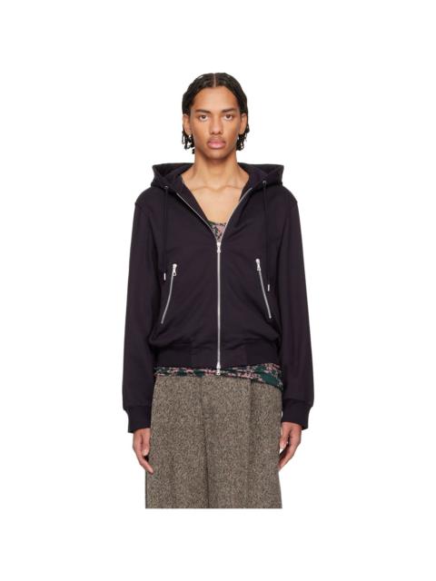 Dries Van Noten Navy Loose Zipped Hoodie